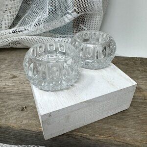 Federal Glass Salt Dips Vellars Set Pear Optic Pattern 1.5"  Elegant